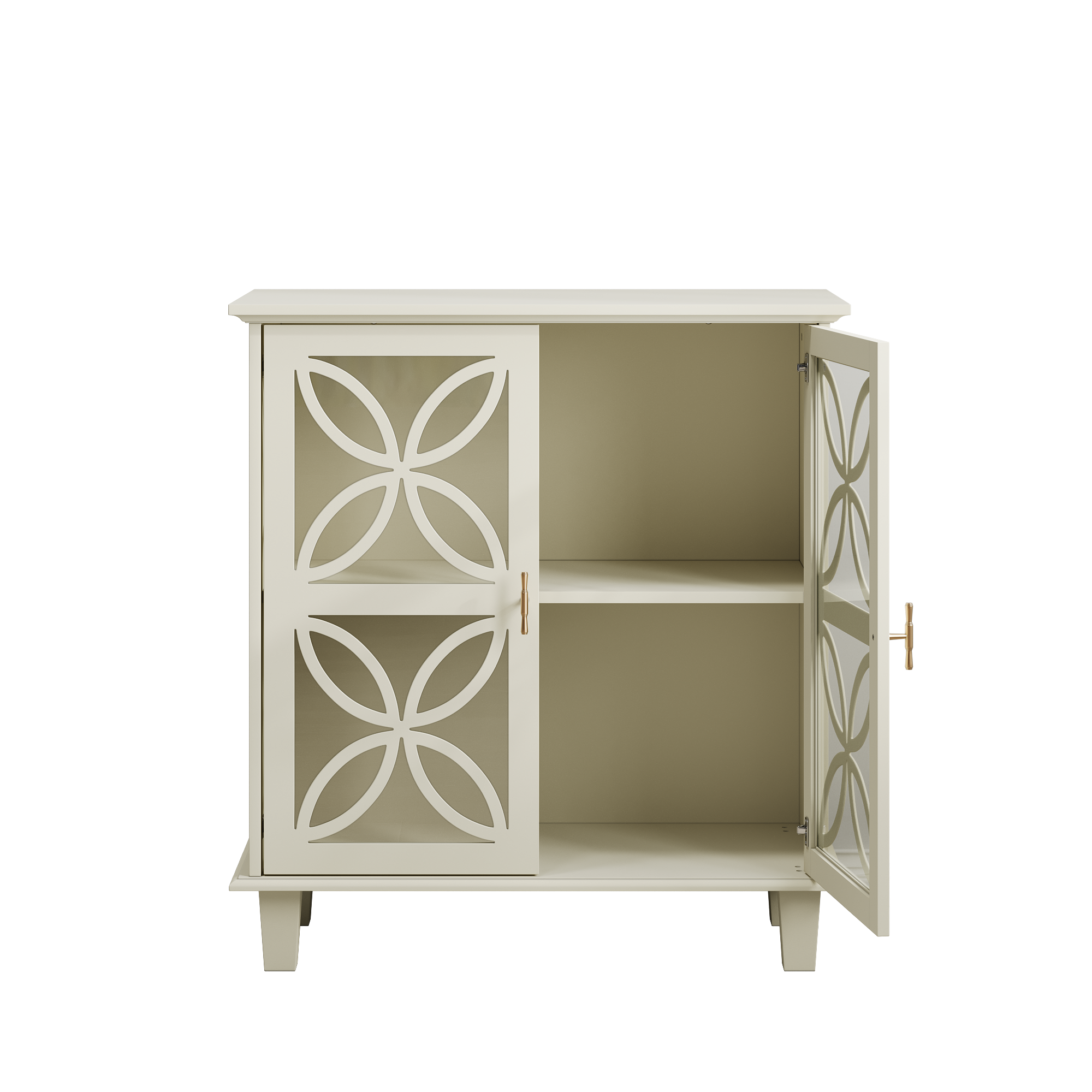 Sideboard with adjustable shelves, two doors, cream