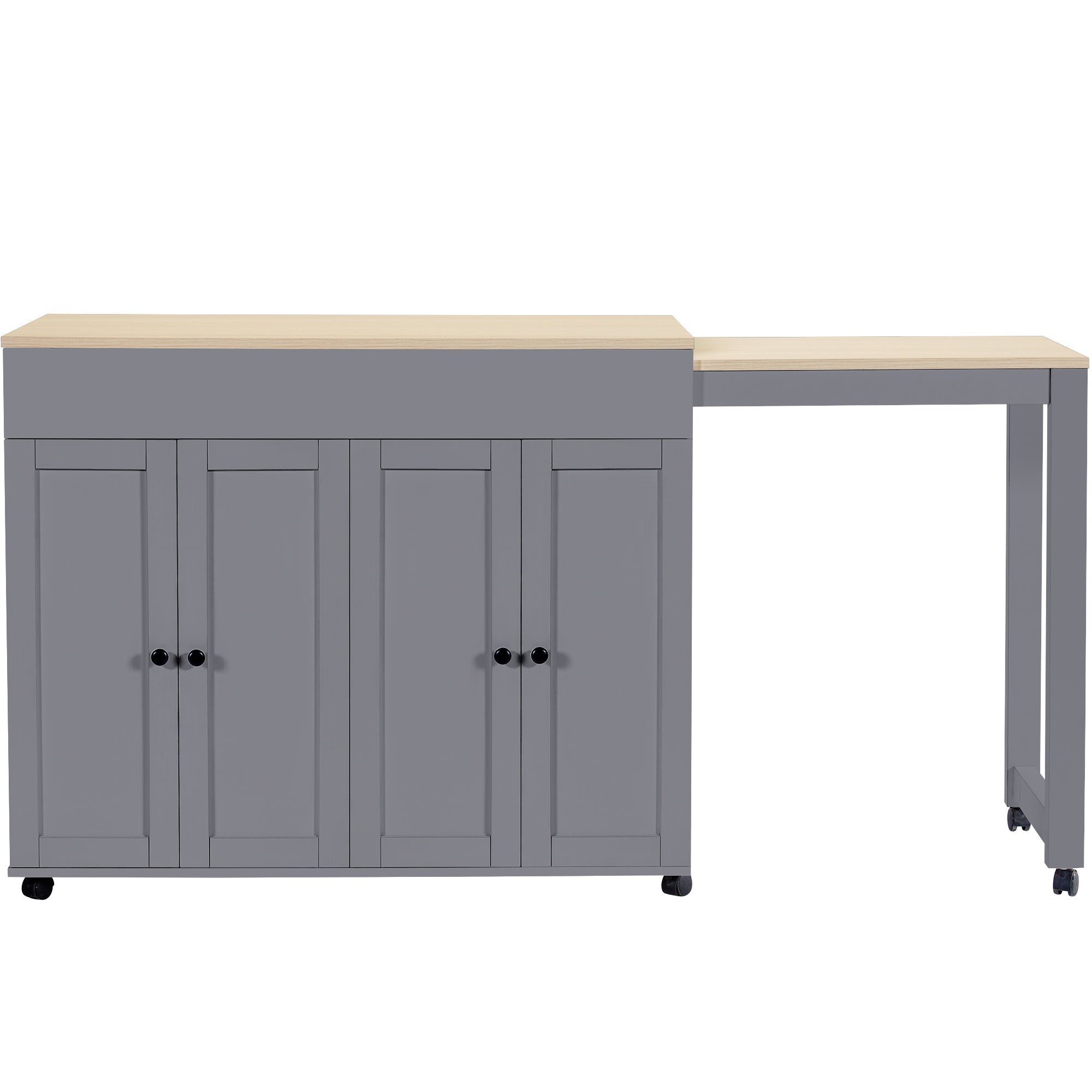 Modern Extendable Bar Table Dining Bistro Storage 6 Shelves Grey