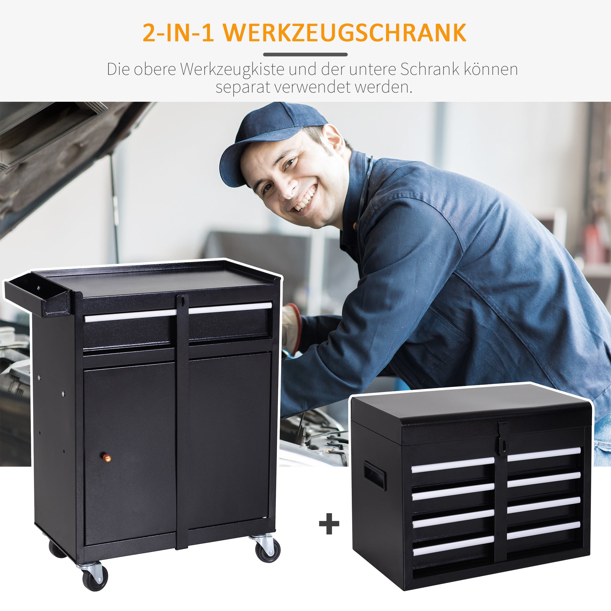 DURHAND workshop trolley, 5 drawers, 360° casters, mobile & space-saving, metal