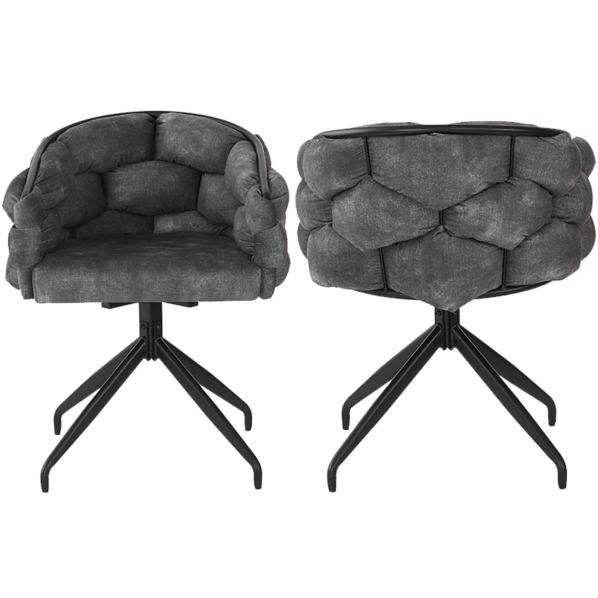 Luxury Velvet Chairs (2 pcs), 360° Swivel with Backrest, Gray