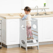 Kids Step Stool Toddler Kitchen Tower with Adjustable Platform, Grey