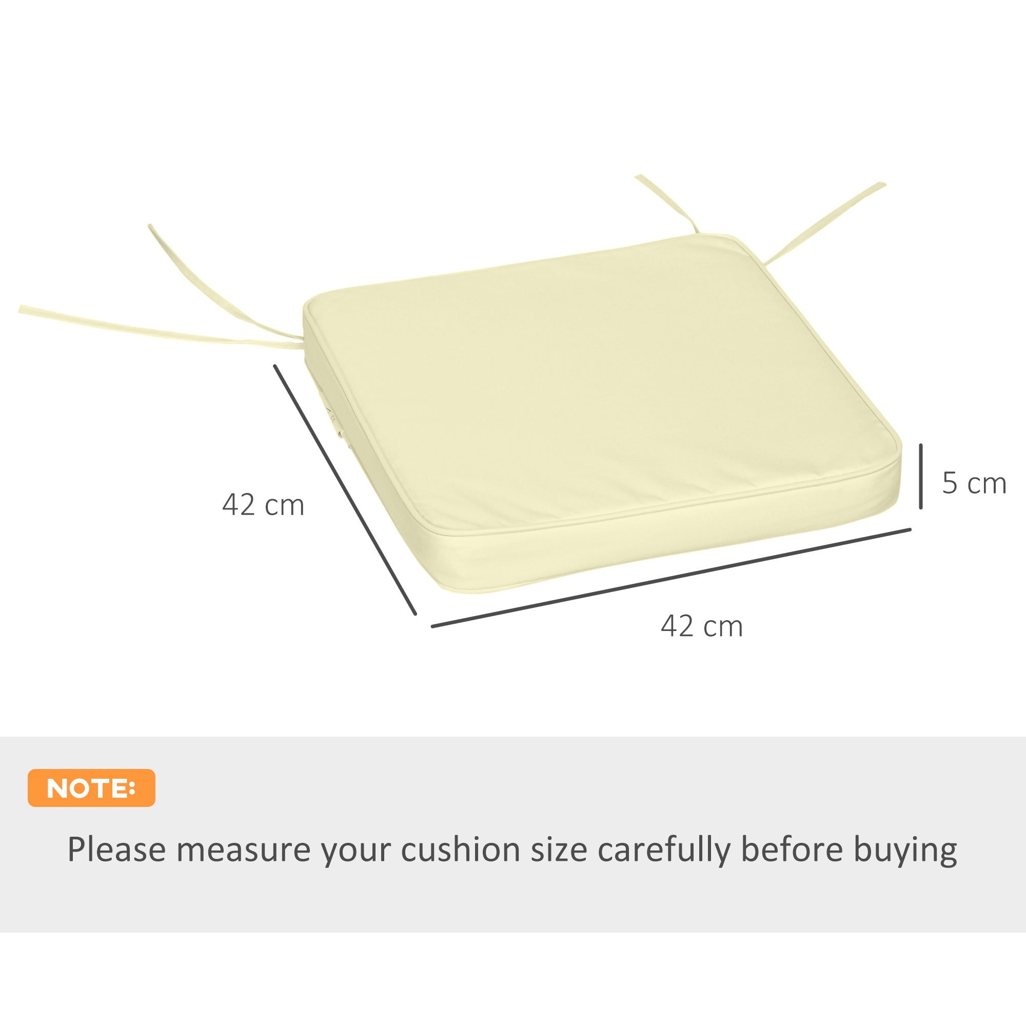 Chair Cushion Set of 6 Pieces 42Lx42Wx5T cm Cream White