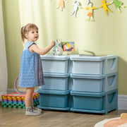 Kids Storage Unit Six Drawers 3-Tier Blue