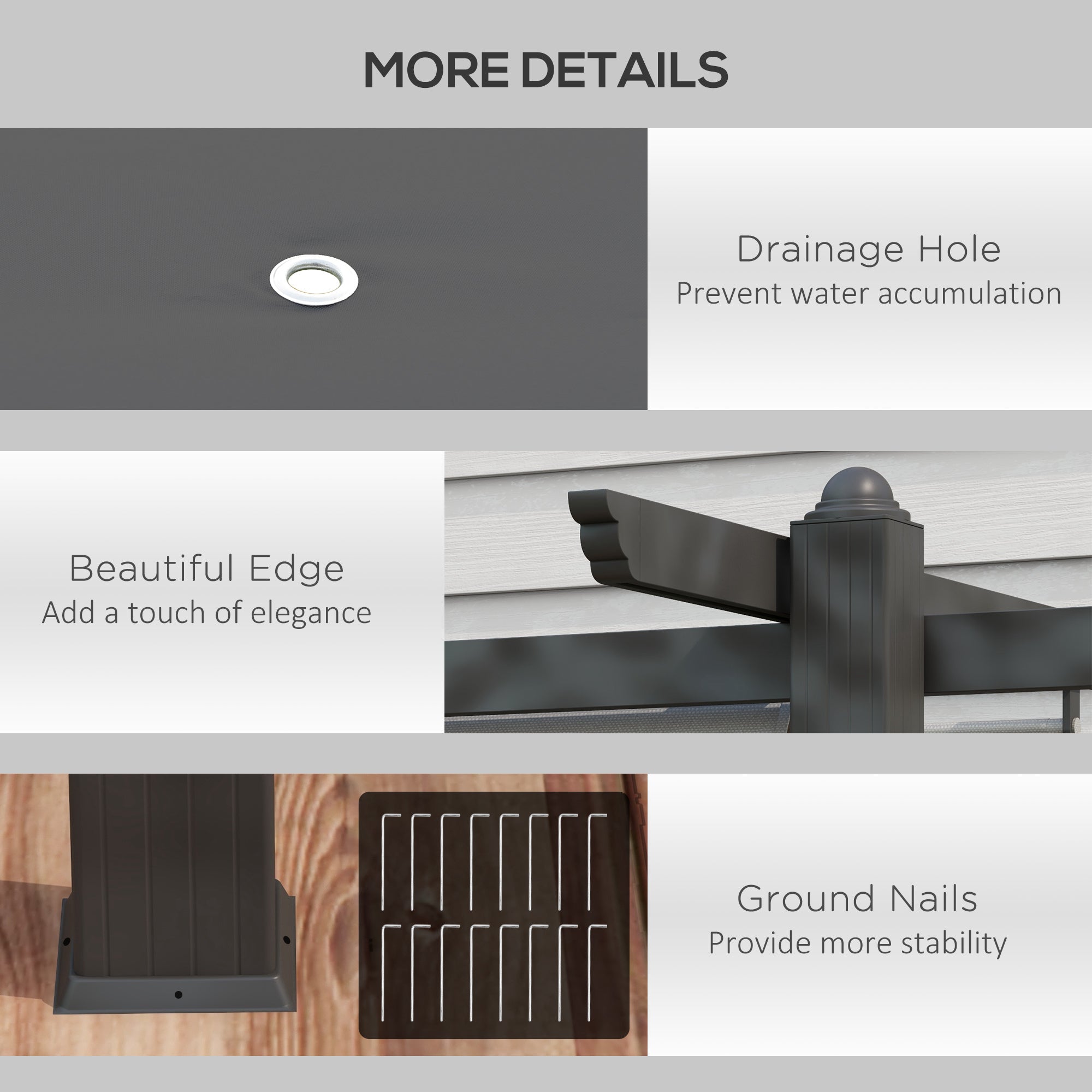 4 x 3(m) Pergola with Retractable Roof, Garden Gazebo, Aluminium Grey