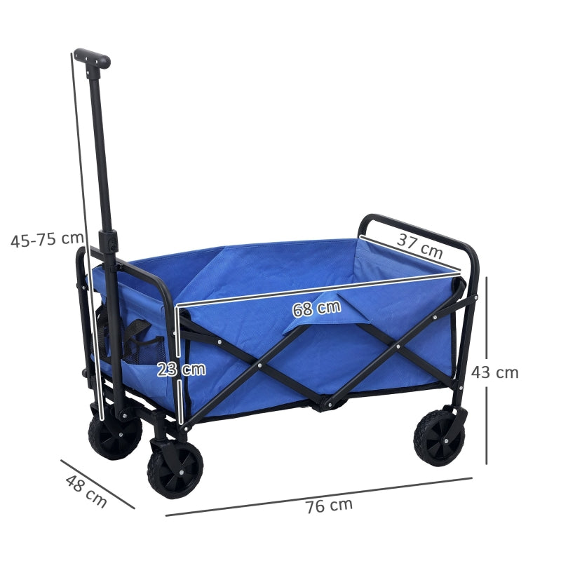 Festival Trolley Cart 62L 120kg Heavy Duty Collapsible Adjustable Handle Blue