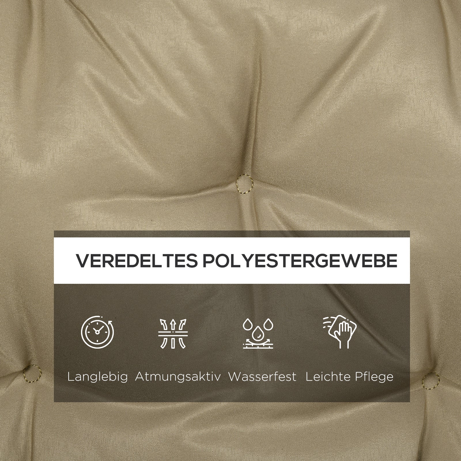 3-Seater Bench Cushion 150x98x8 cm with Ties, Khaki