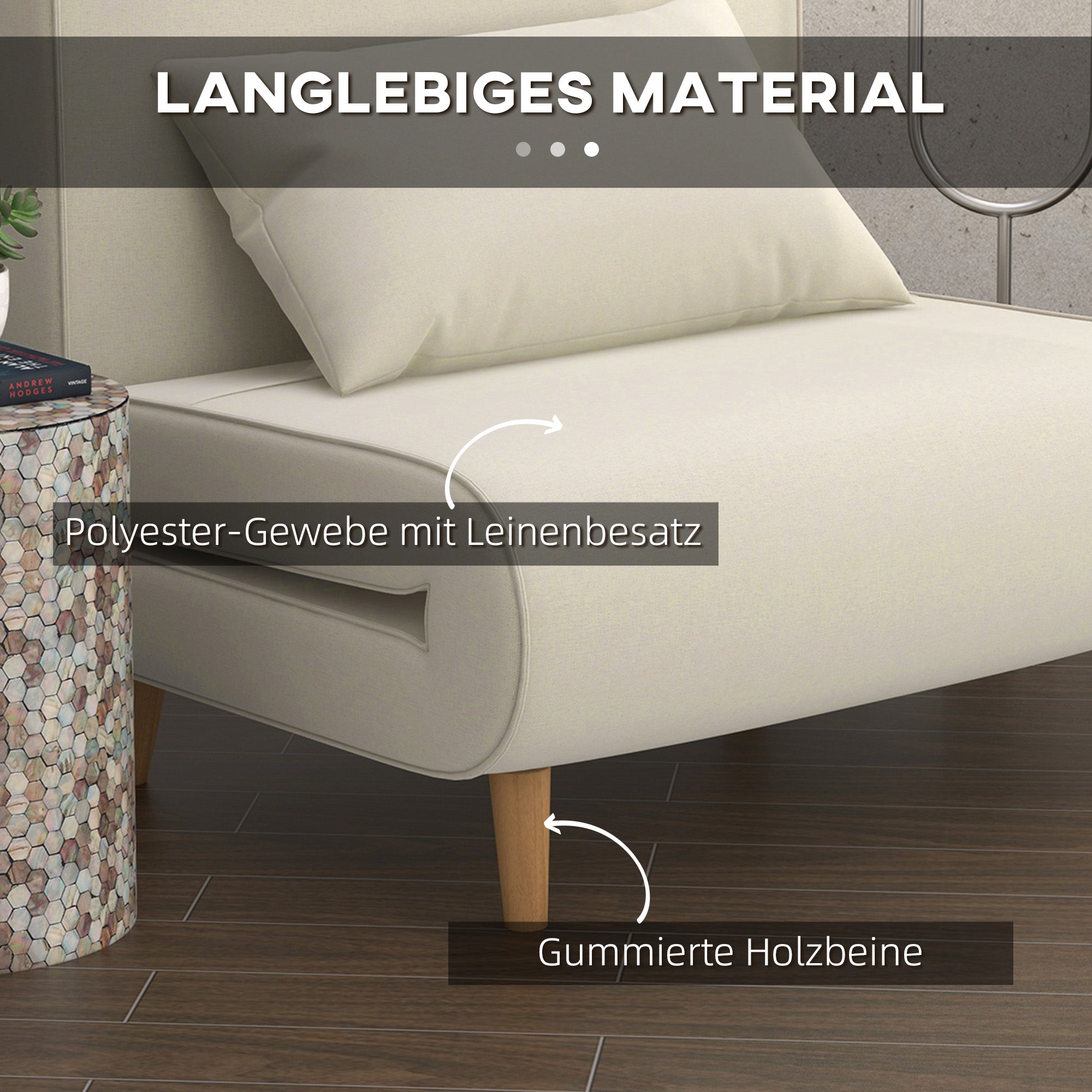 Sleeper Sofa Fold-out Single Adjustable Backrest, Nordic Style Linen Imitation