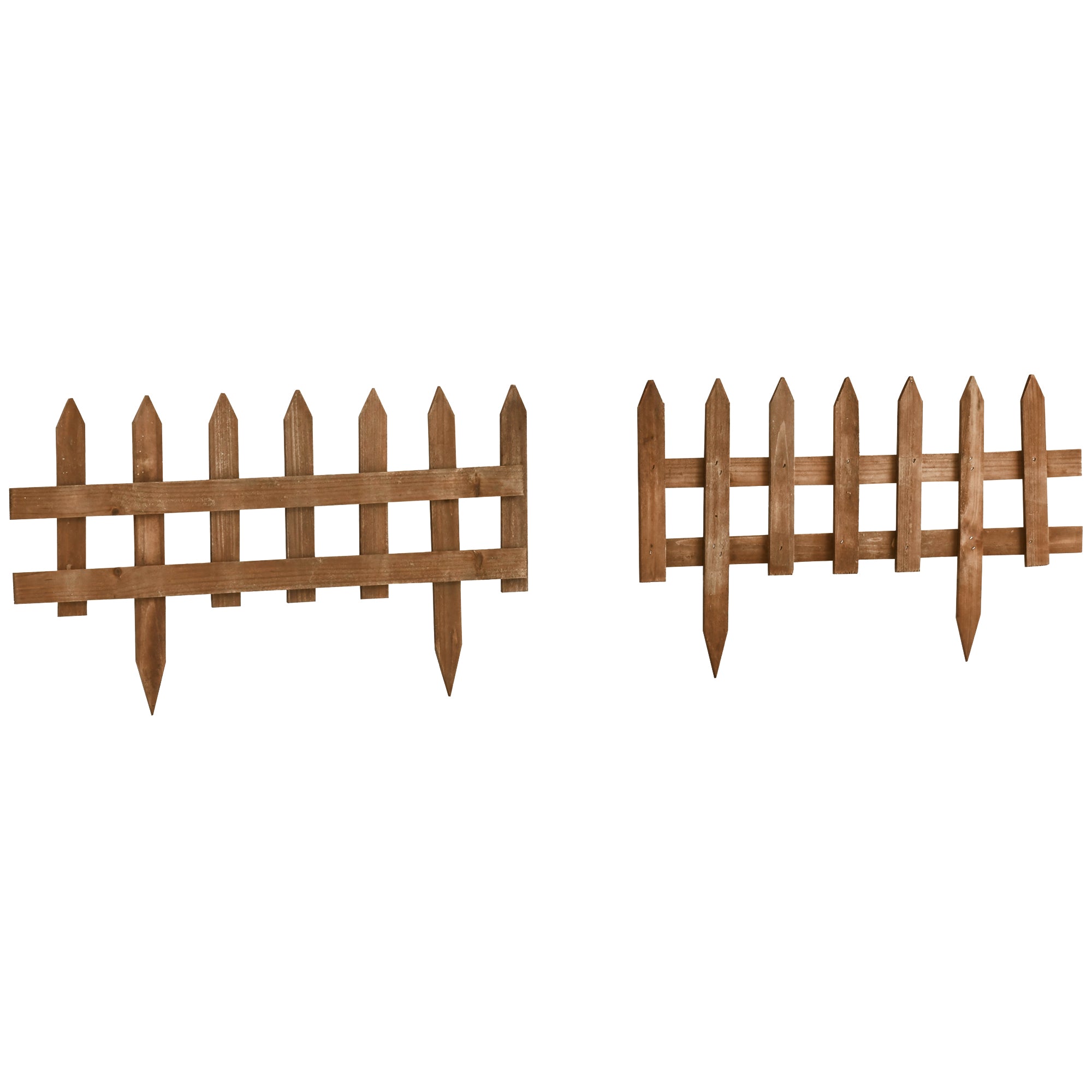 Wooden Border Fences for Lawn Edging, Pack of 12, Brown