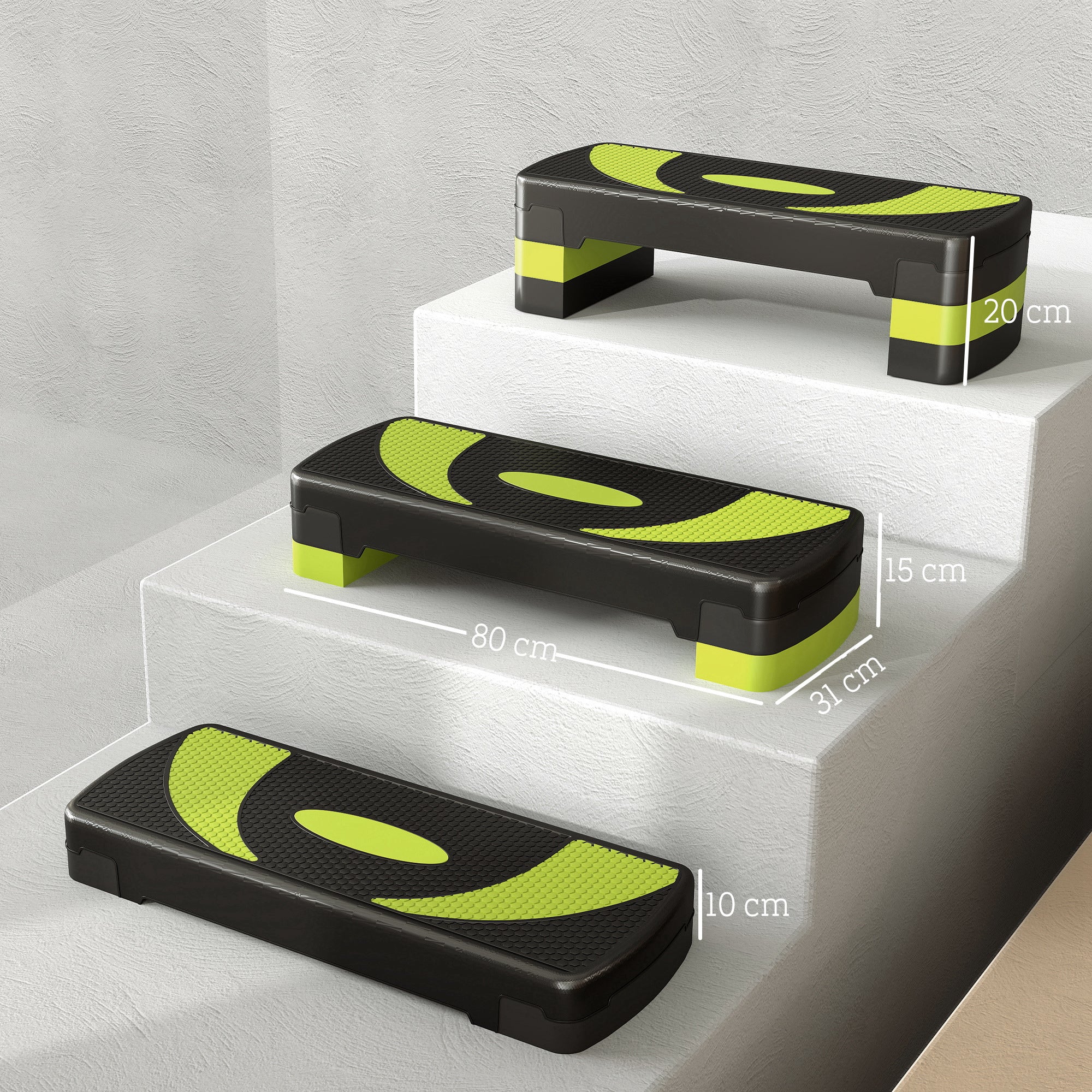 Step Board Aerobic Stepper, Adjustable 3 Levels, 150 kg, Green