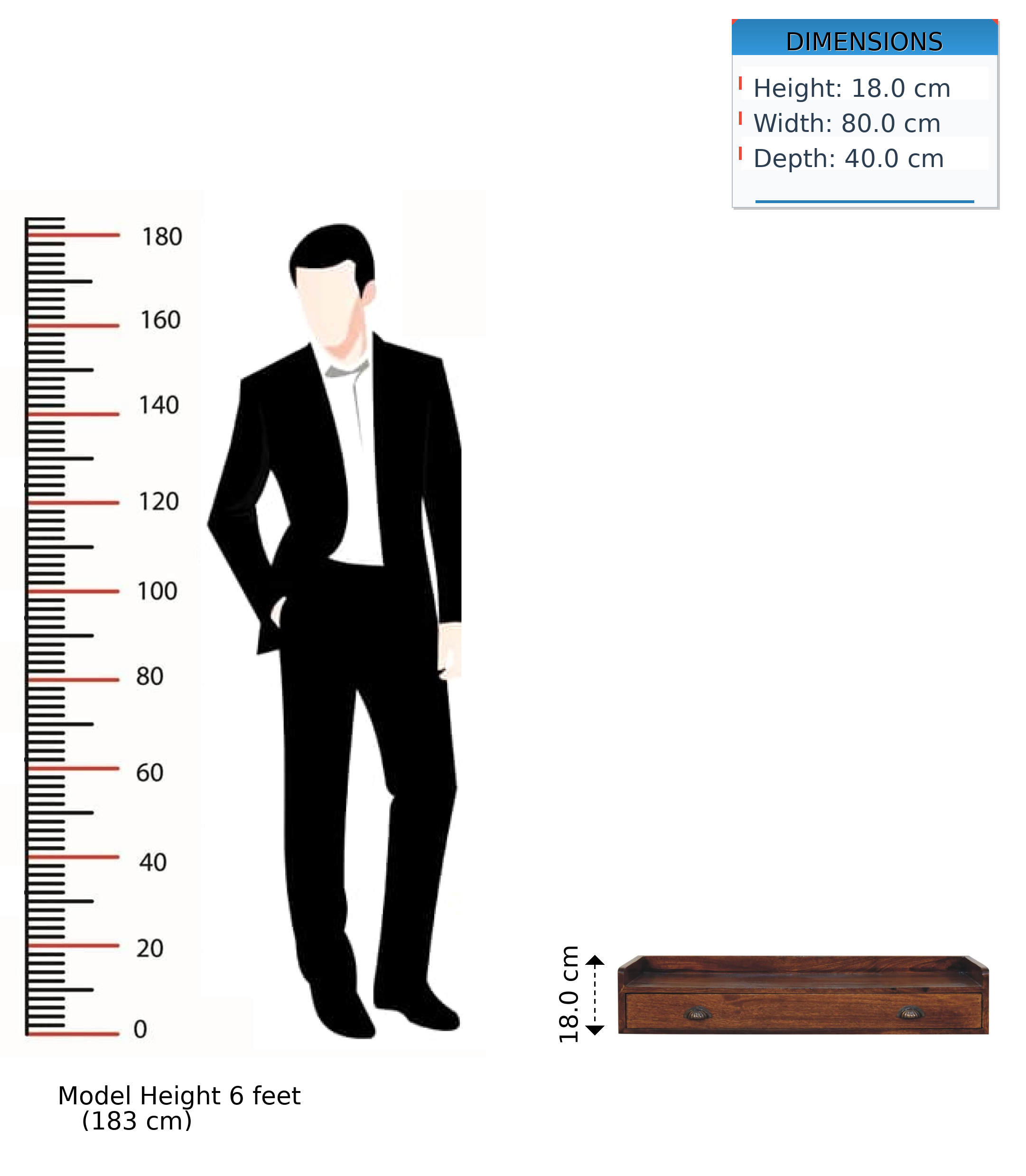 Belmont Wall-Mounted Console Shelf 1 Drawer Solid Wood Dark Brown