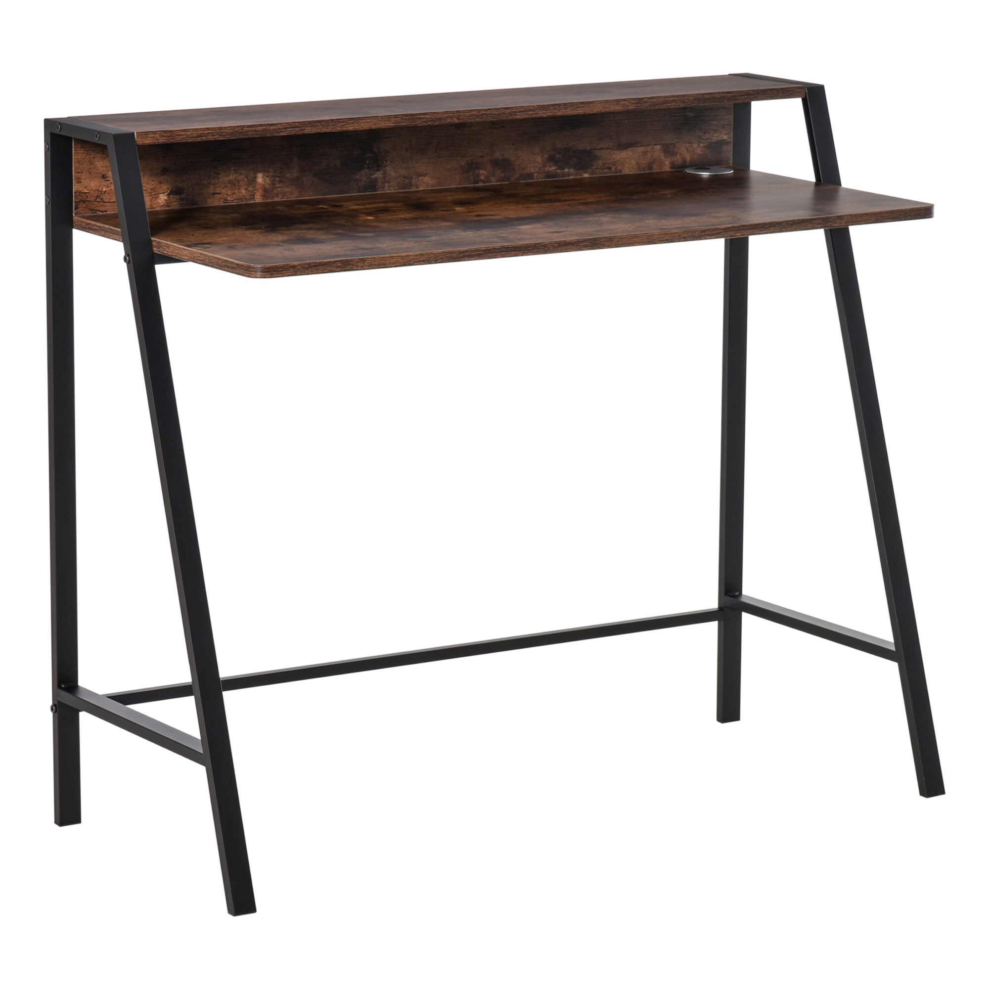 Writing Desk Computer Table Home Office Workstation Storage Shelf Rustic Brown