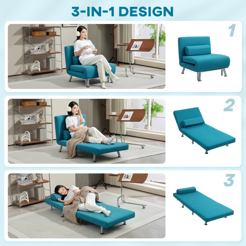 Single Sleeper Chair - Linen-Feel, Dark Blue