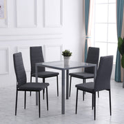 High Back Dining Chairs, Set of 4 Upholstered Metal Legs, Grey