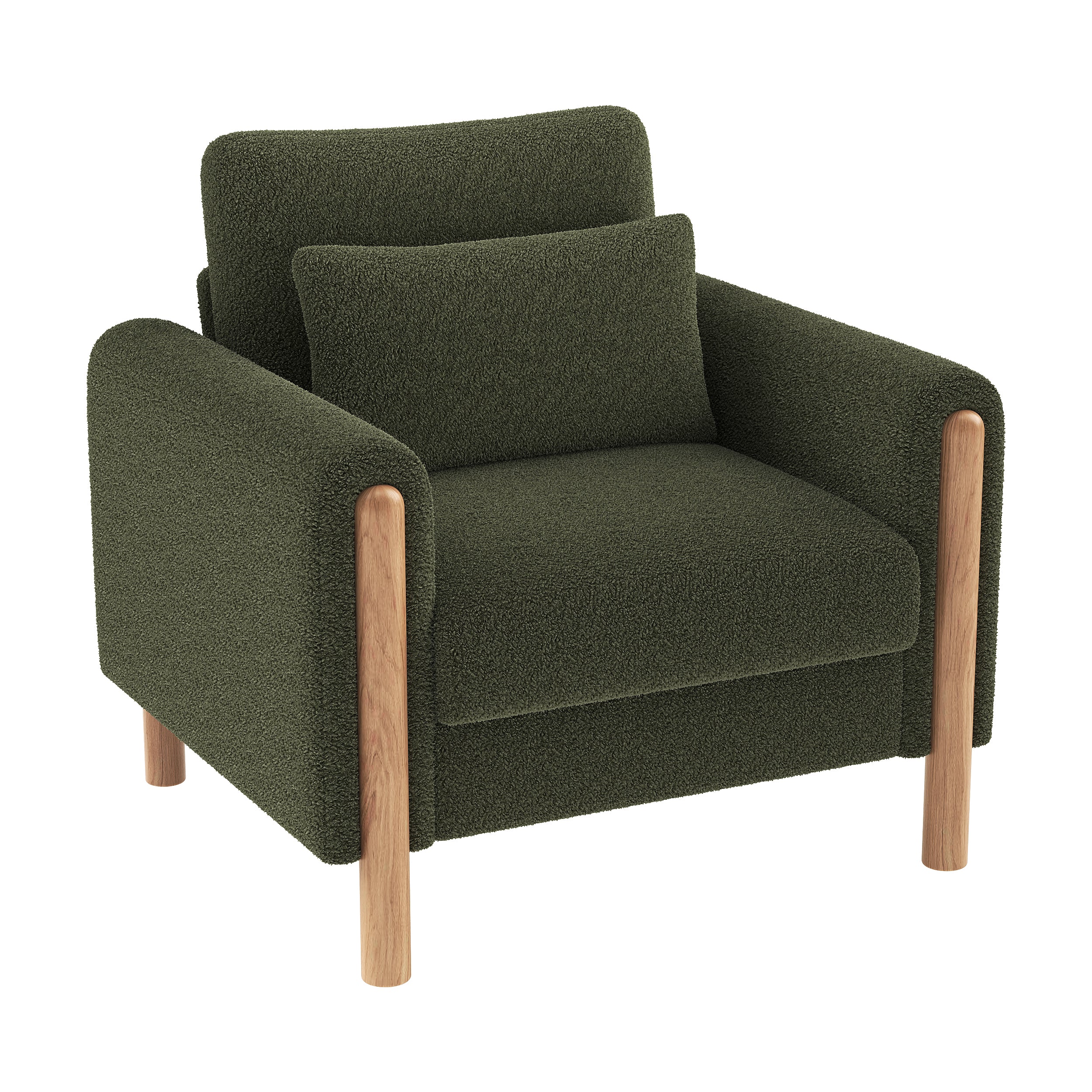 Modern Armchair, Thick Cushion, Comfortable Single Seater, Green