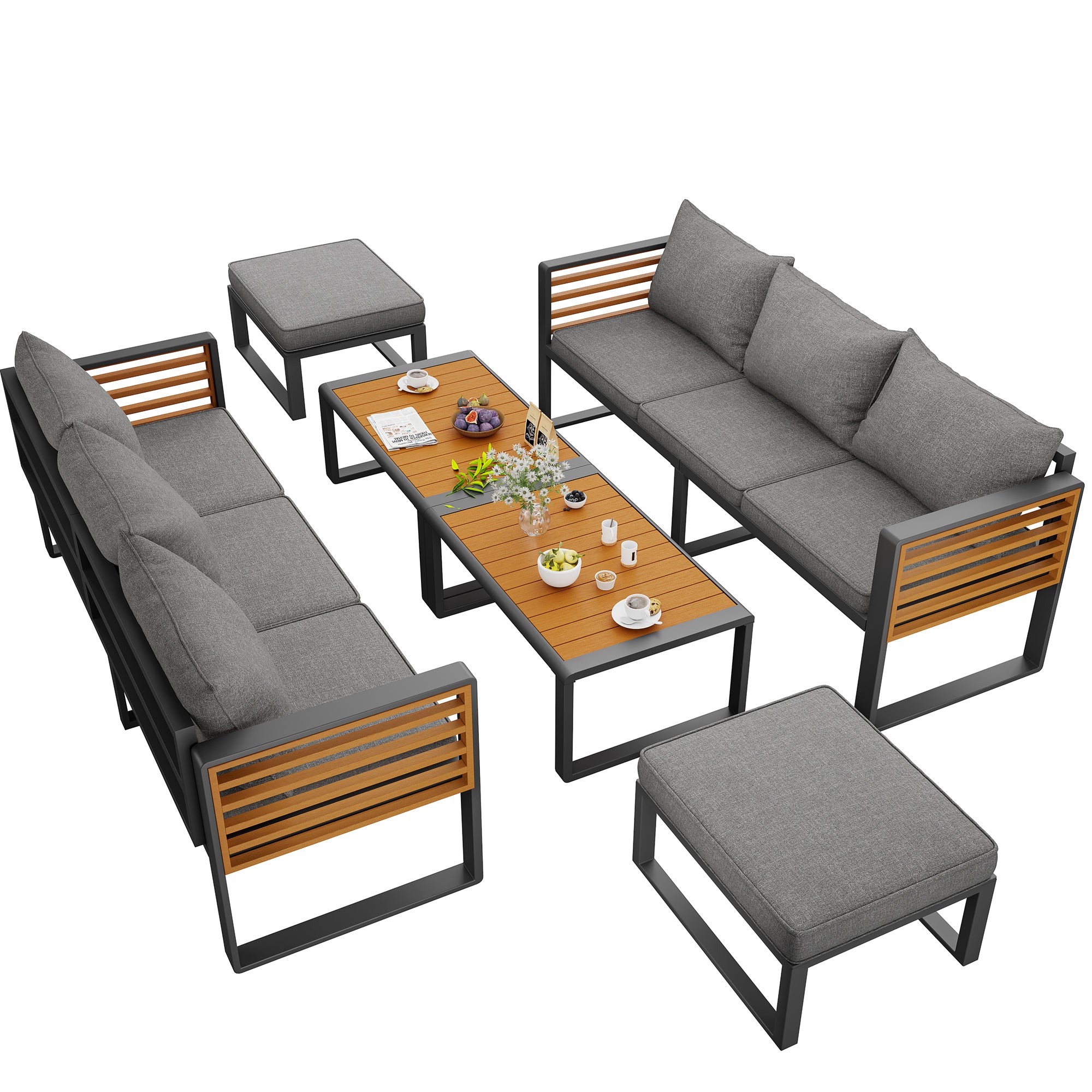 Garden Lounge Set 6-8 Seater Outdoor Sofa - Galvanized Iron Frame