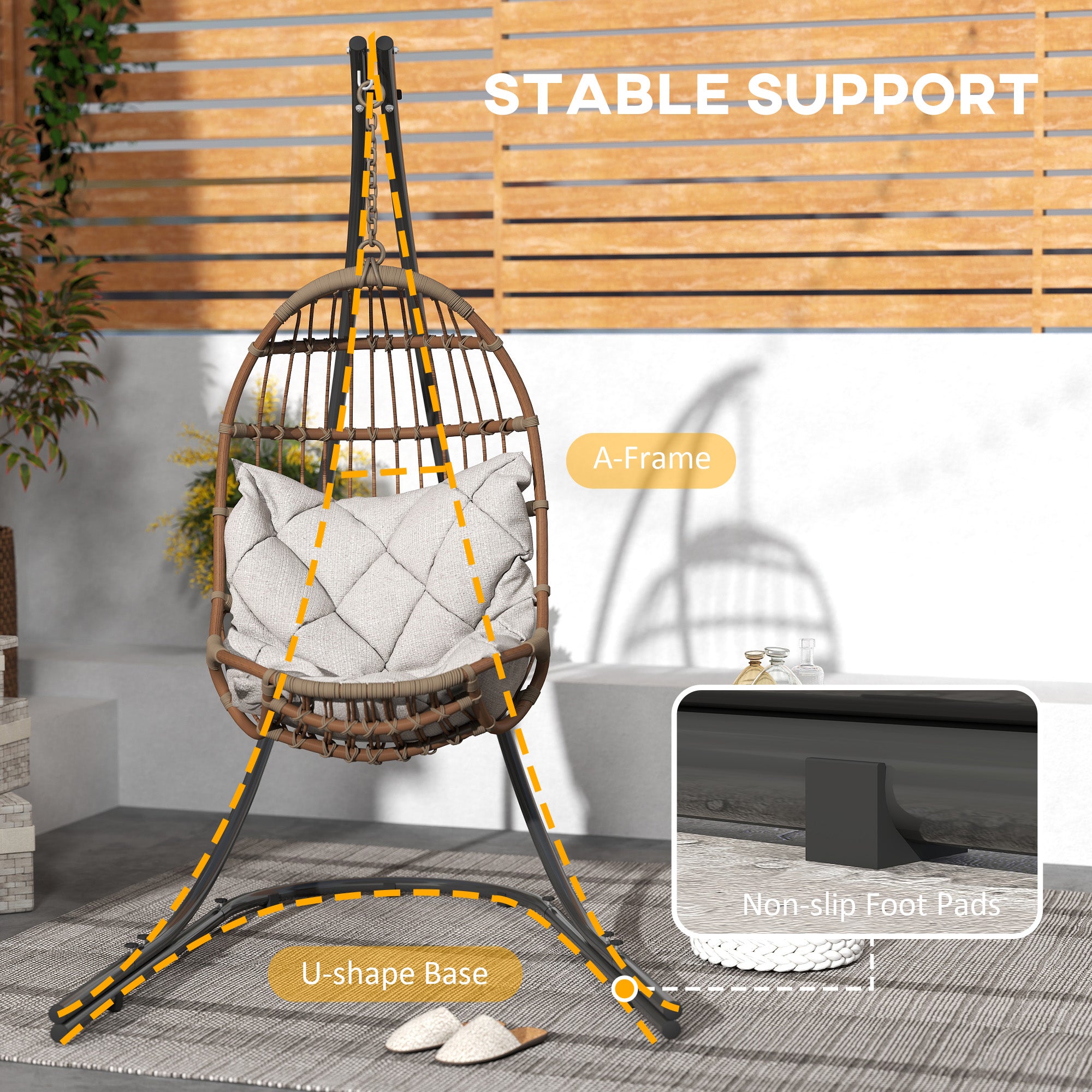 Hammock Chair Stand, Heavy Duty with Extra Large Base, 150 KG Load Capacity, Metal Black