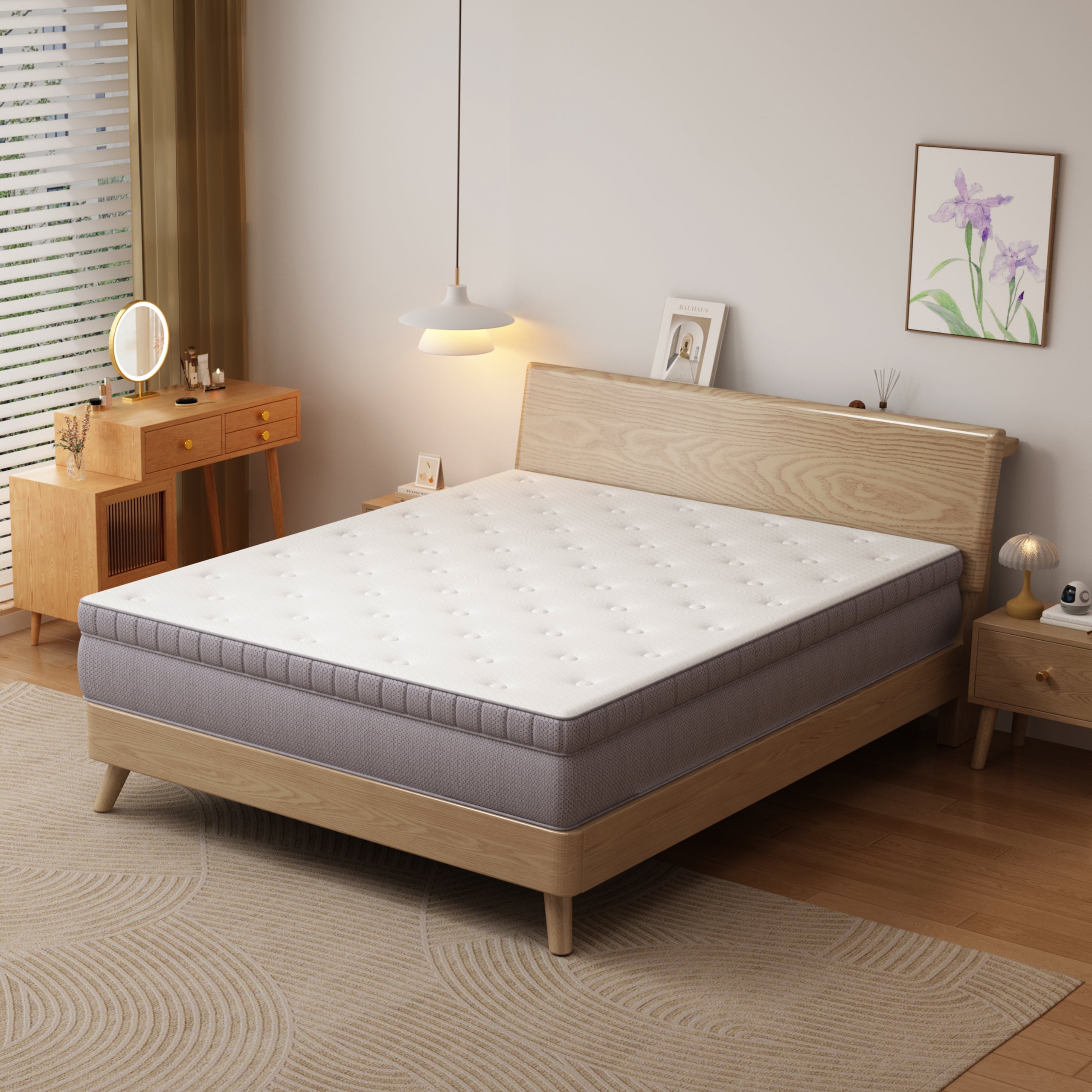 Pocket Spring Mattress 180x200, 7-Zone Ergonomic H3 with Comfort Foam, OEKO-TEX Certified White