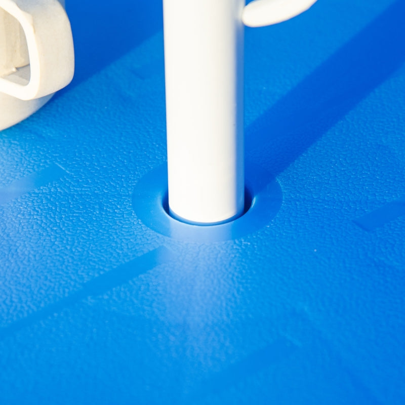 Kids Outdoor Bistro Table and Chair Set, Folding Shark Design Sun Umbrella, Blue