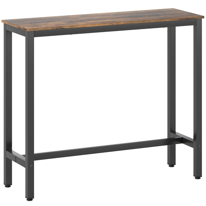 Rectangular Bar Table, Wood Effect Pub Coffee Table for Small Space, Rustic Brown
