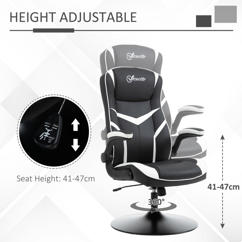 Gaming Chair Ergonomic Adjustable Height Swivel PVC Leather Black