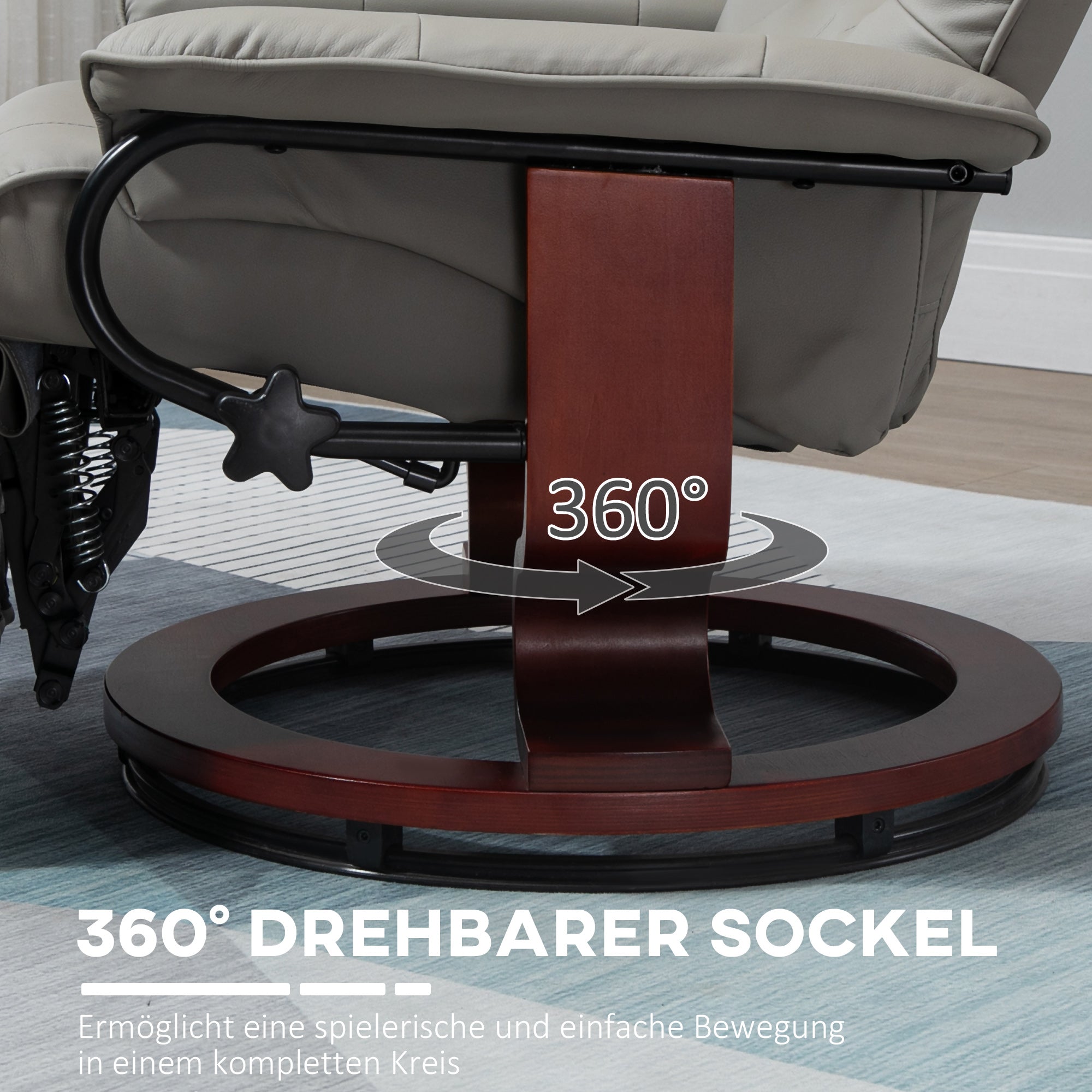 Electric TV Recliner, 145° Reclining Footrest with Side Buttons, Faux Leather Grey