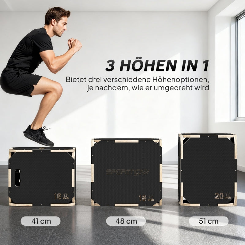 Jumping Box Smooth Corners Height Adjustable - Plywood Black