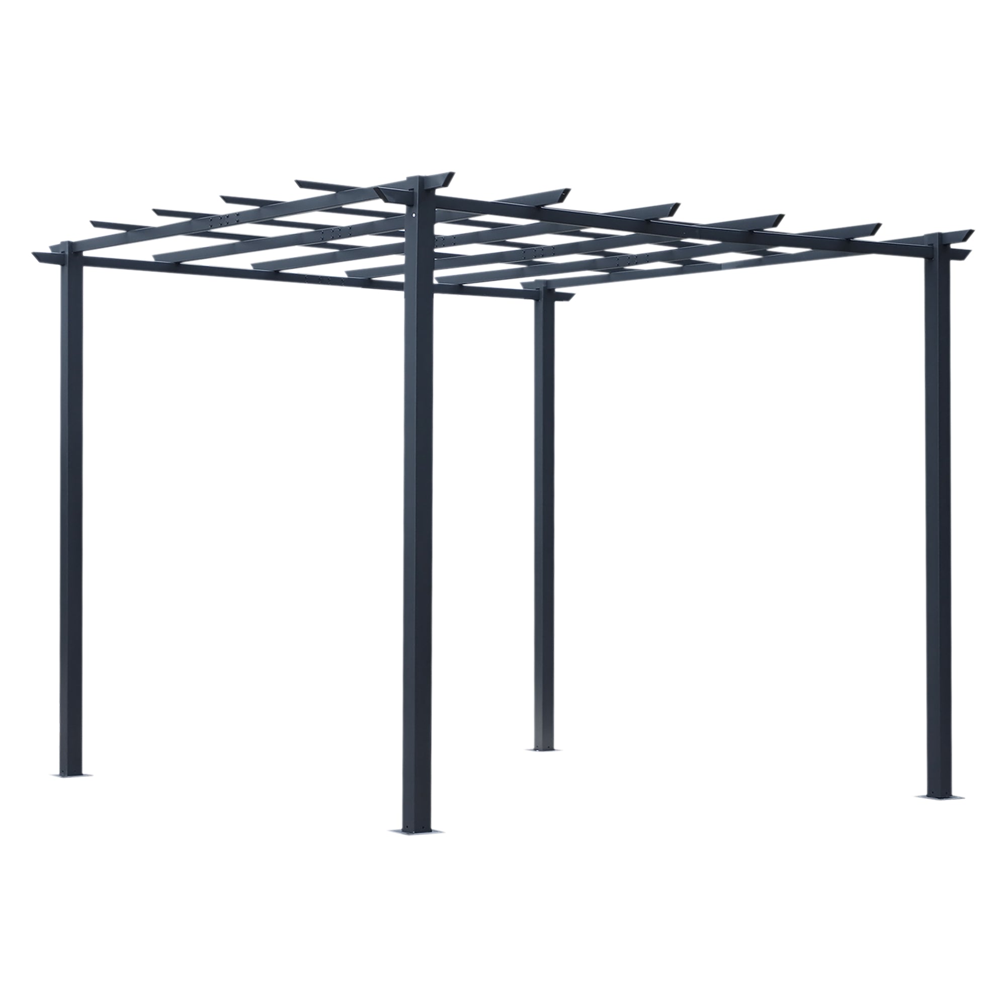 3 x 3m Metal Pergola Garden Gazebo Grape Trellis, Outdoor Sun Shelter, Black