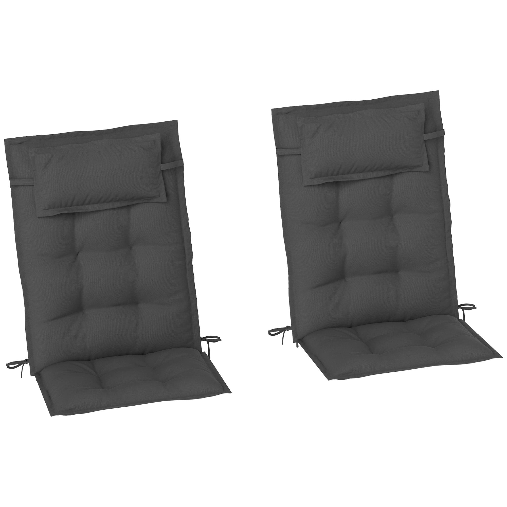 Cushions for Sun Loungers, Set of 2 Water-Repellent 50x116x5 cm, Dark Grey
