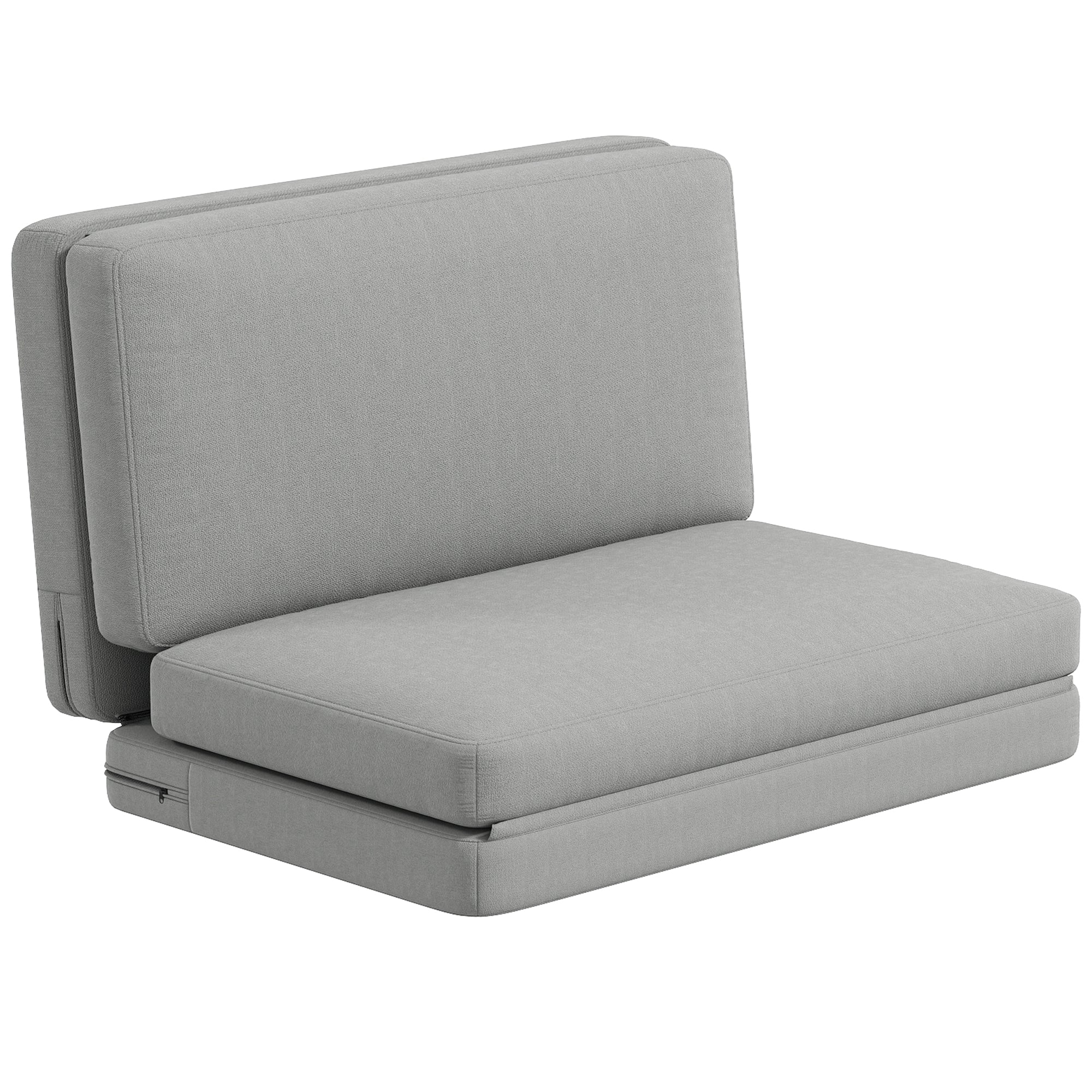 3-in-1 Folding Sofa Bed with Storage, Velvet, Light Gray