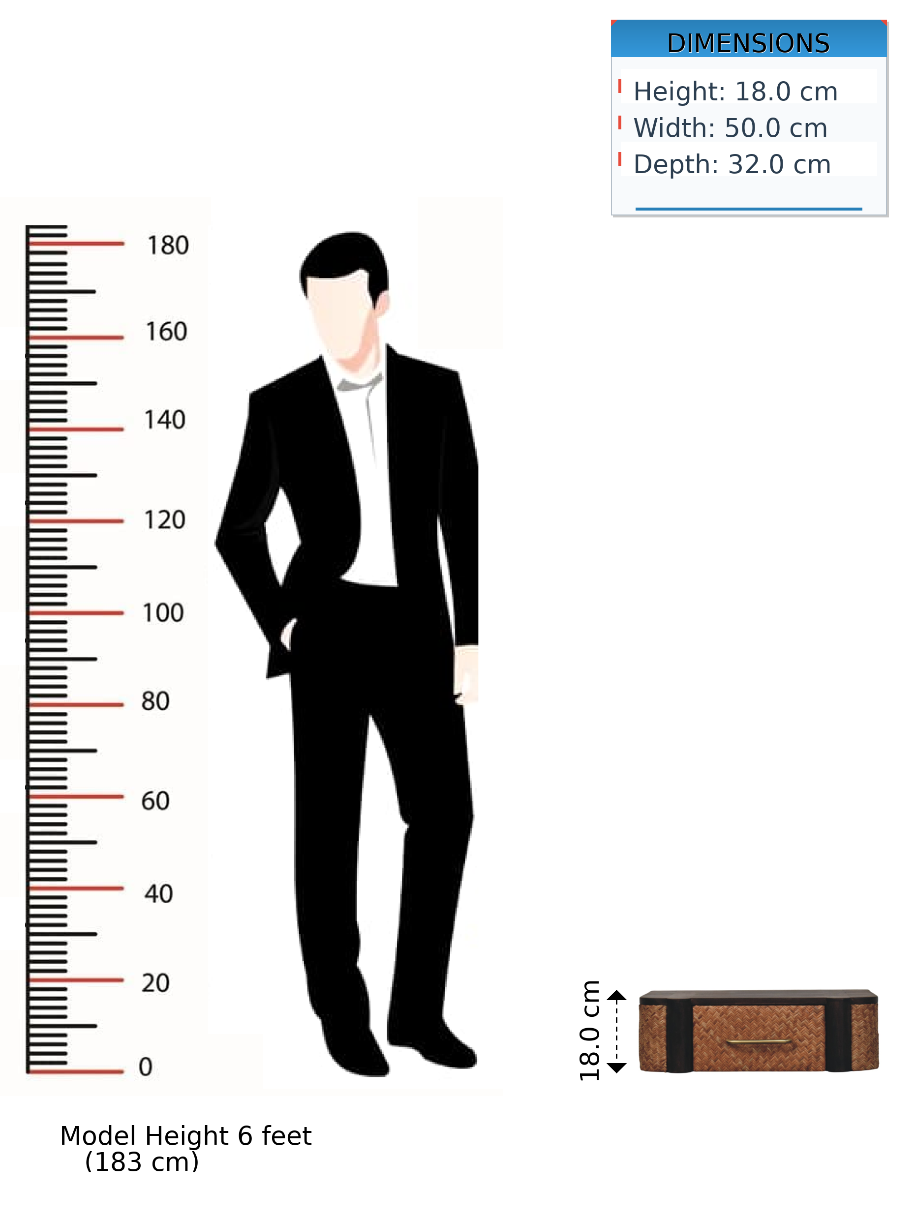 Solid Wood Rattan Curve Wall-Mounted Drawer, 1 Drawer, Dark Brown