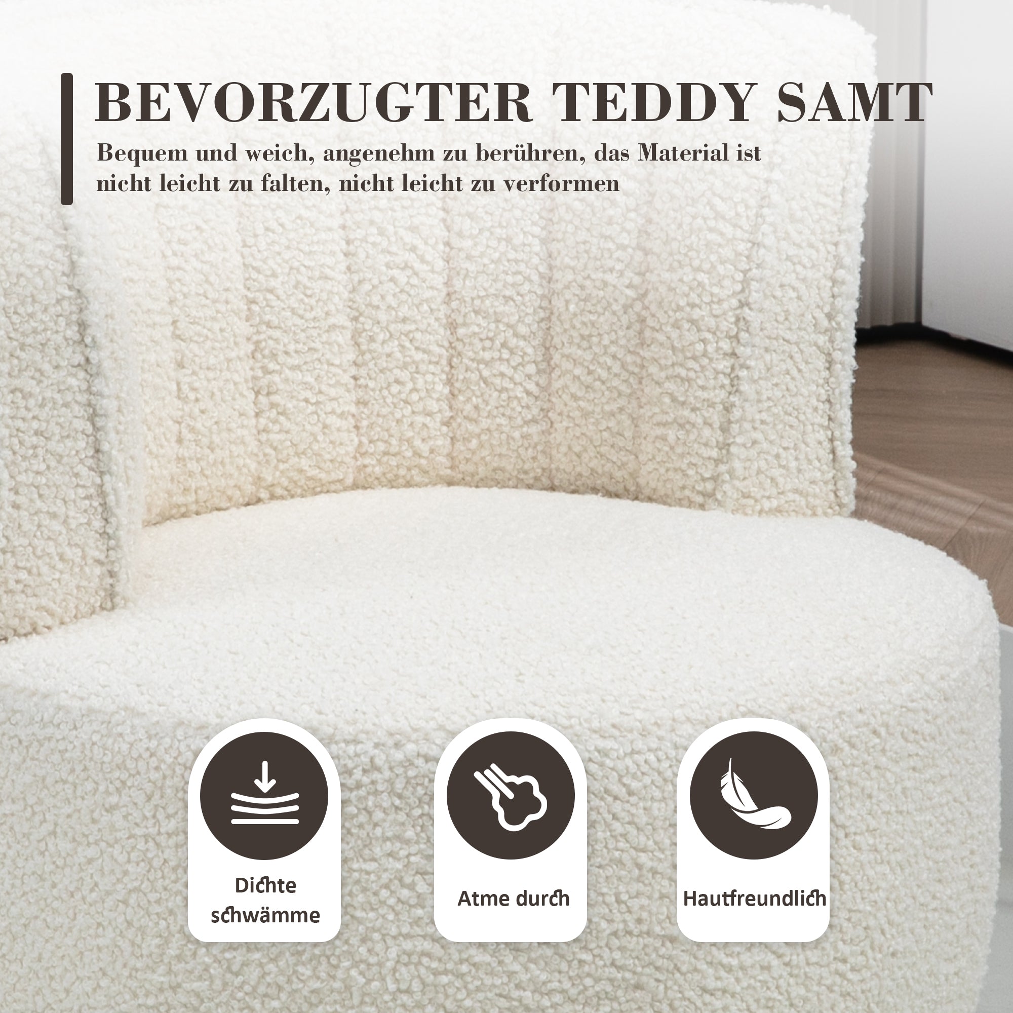 Modern Swivel Chair 360-Degree Comfortable Backrest Teddy Velvet White