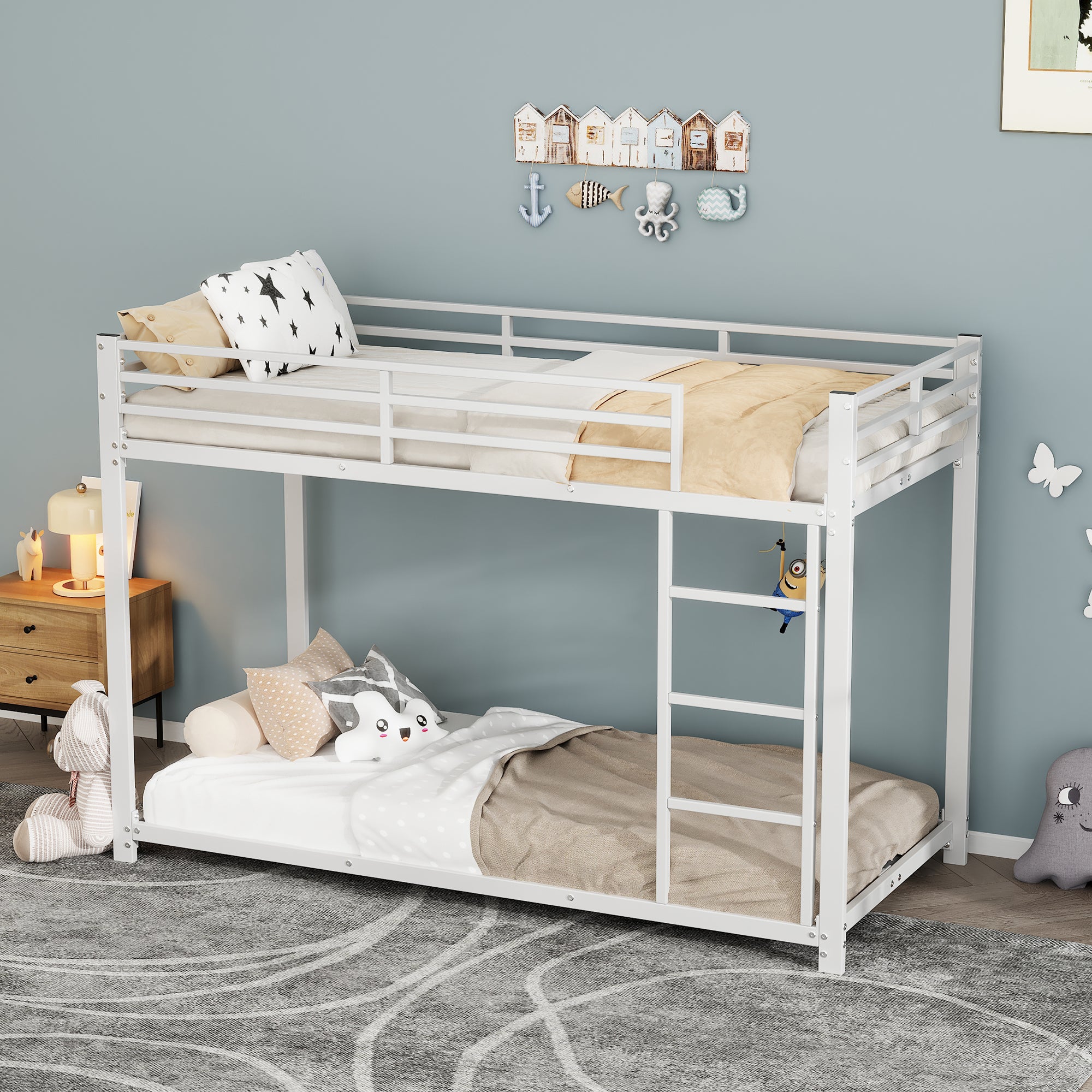 Children's Bunk Beds, Classic 90x200 Iron, White