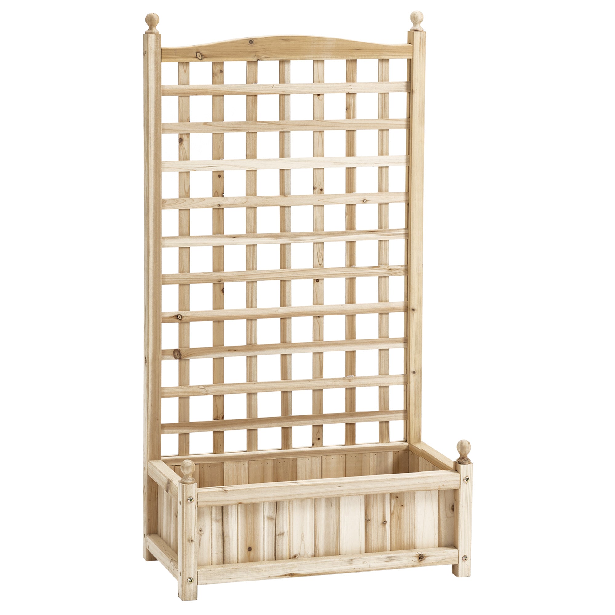 Garden Planter with Trellis, Raised Bed for Climbing Vines, Wood Natural