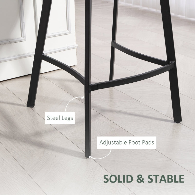 Bar Stools Set of 2 Dining Stools with Backrest, Footrest, for Kitchen Counter, Green PU Leather