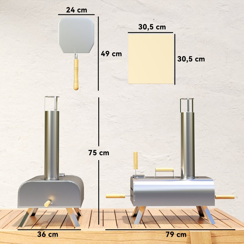Outdoor Pizza Oven, Wood-Fired, Portable, Stainless Steel