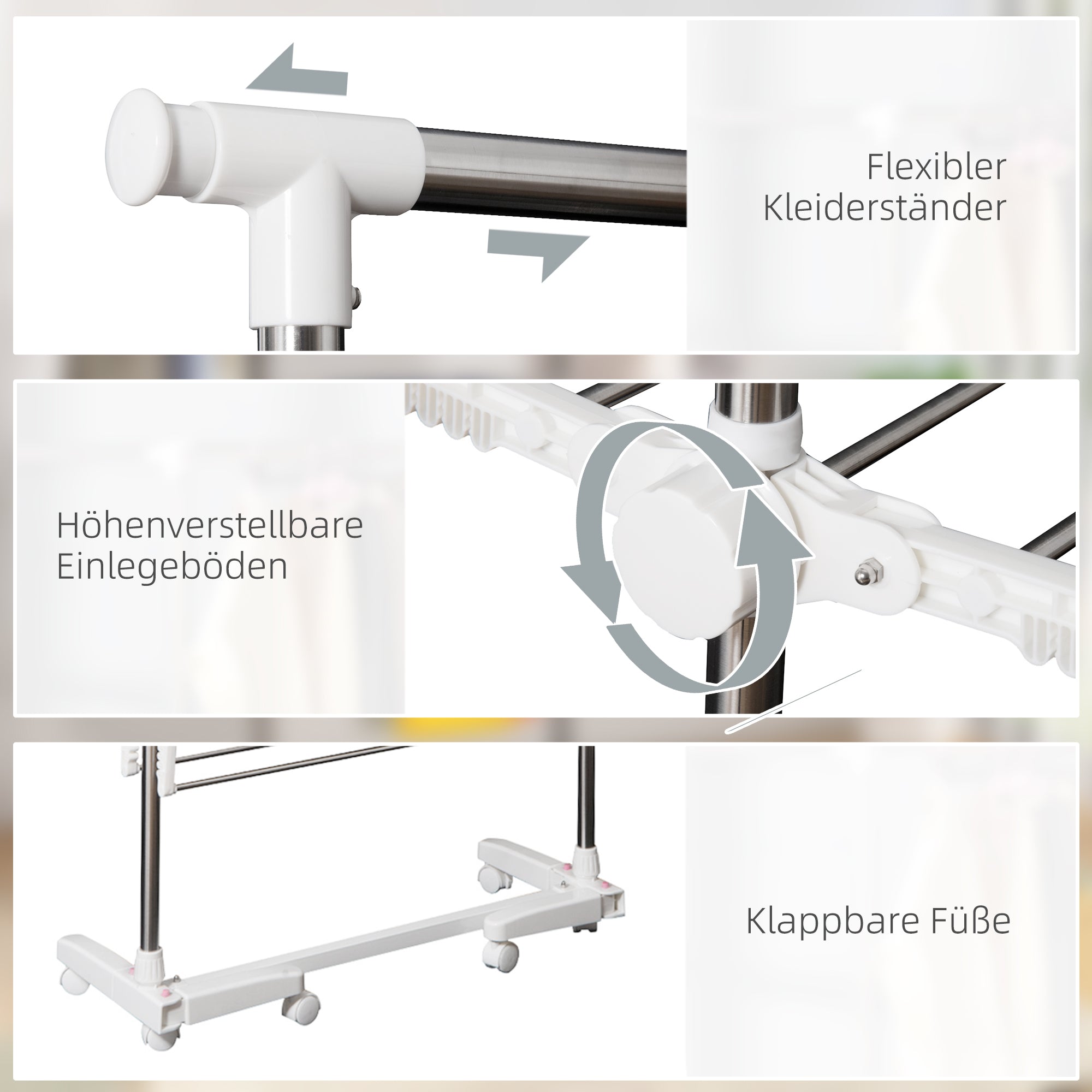 Mobile Clothes Airer, Foldable Tower Dryer 2 Levels, Silver