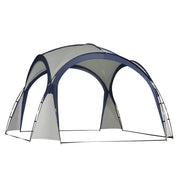 Camping Tent, Sun Protection Weatherproof, Fiberglass Pole + Polyester Cream White + Blue