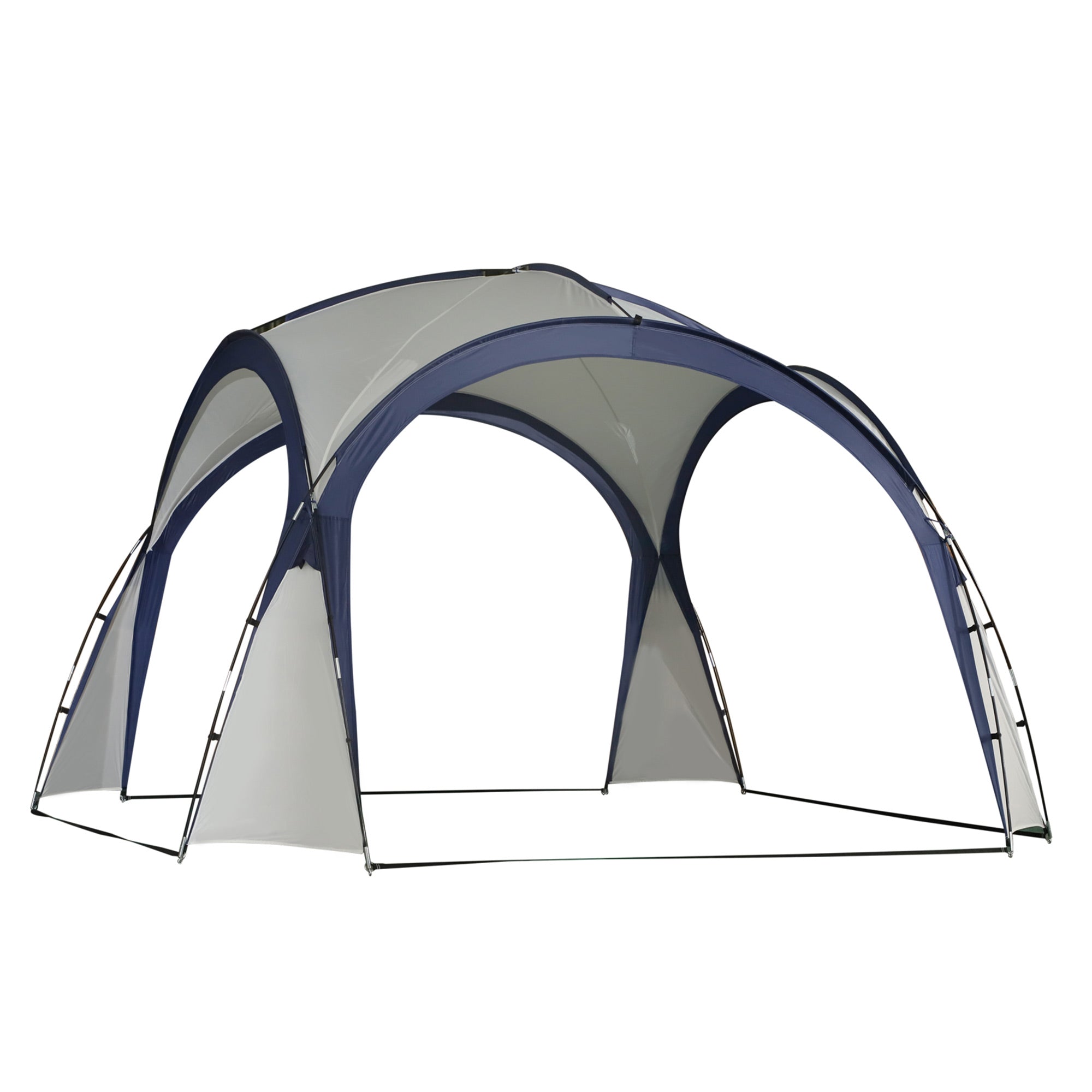 Camping Tent, Sun Protection Weatherproof, Fiberglass Pole + Polyester Cream White + Blue