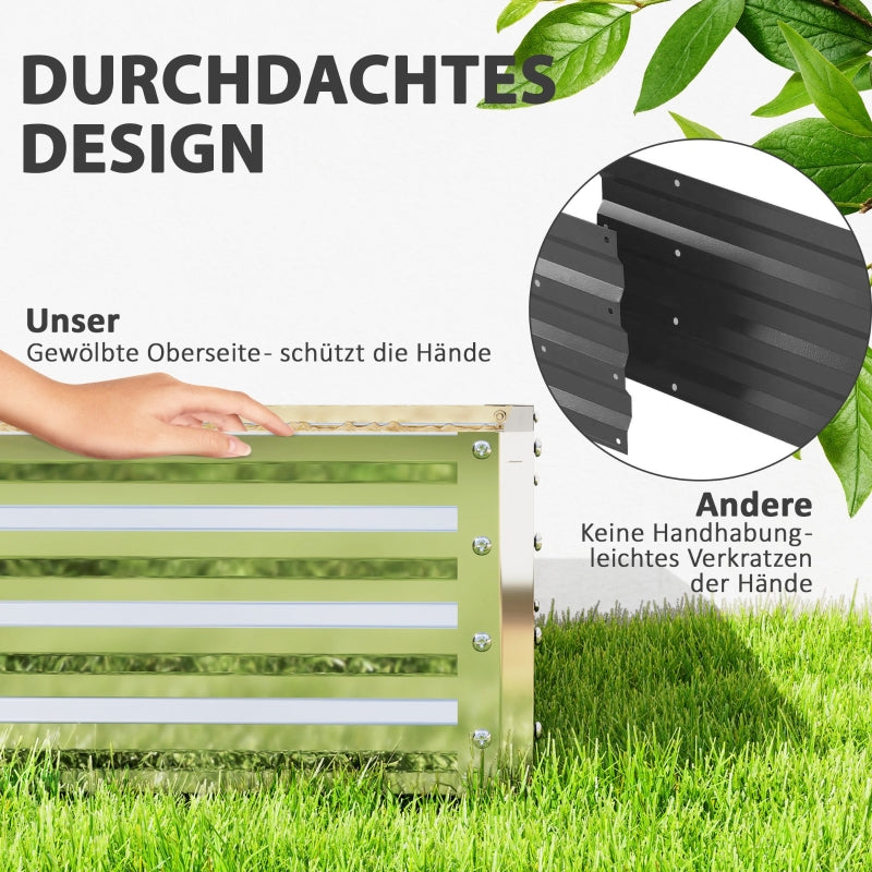 Raised Bed Planter, Garden Vegetable Herb Flower Box, Steel Silver