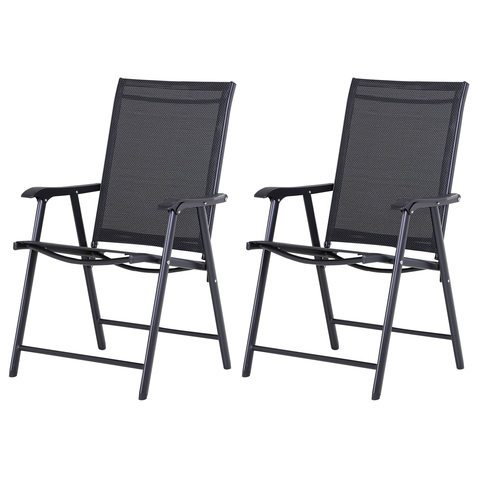 Camping Chairs Folding with Armrests, Metal Black