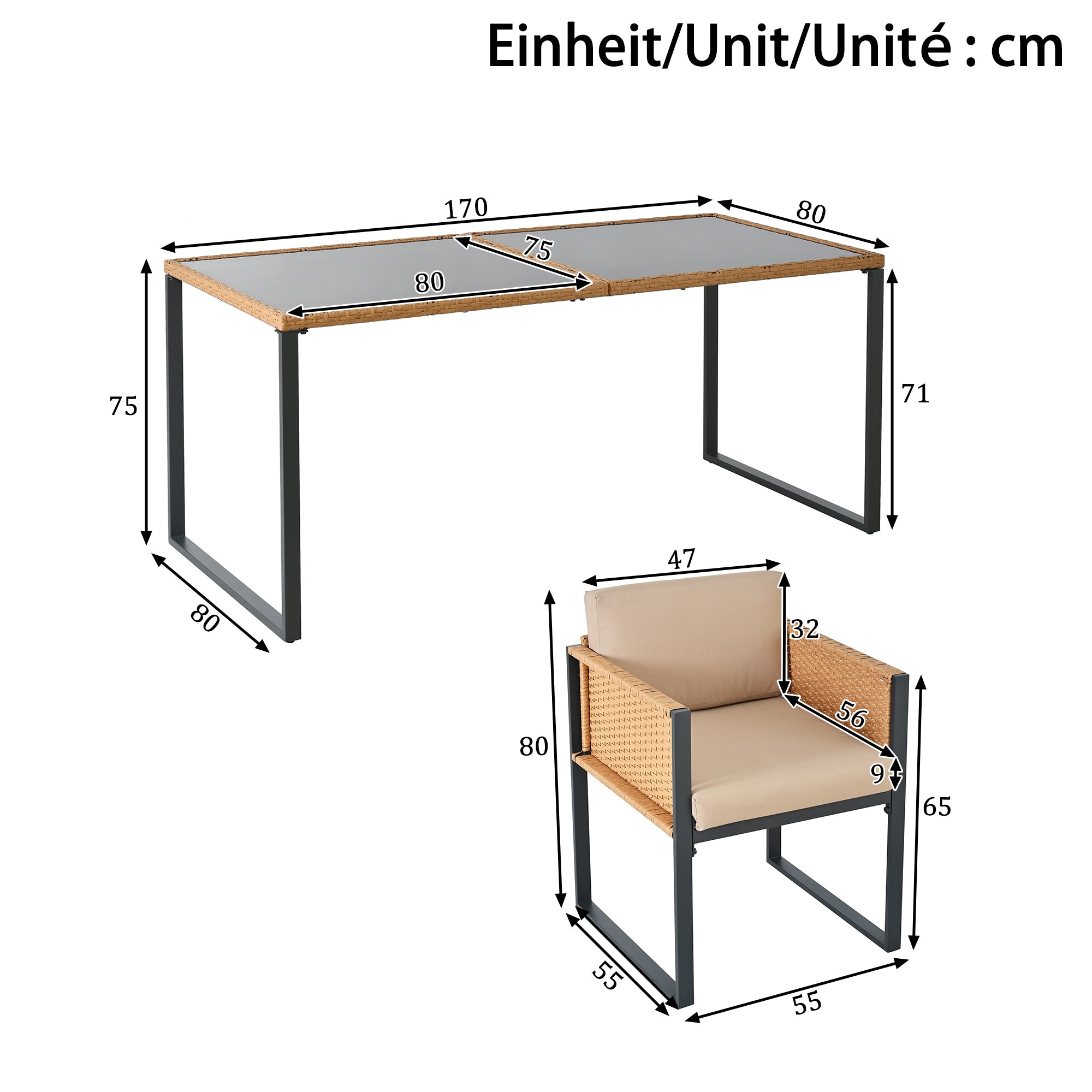 Polyrattan Dining Set 6-Person Armchairs Removable Covers