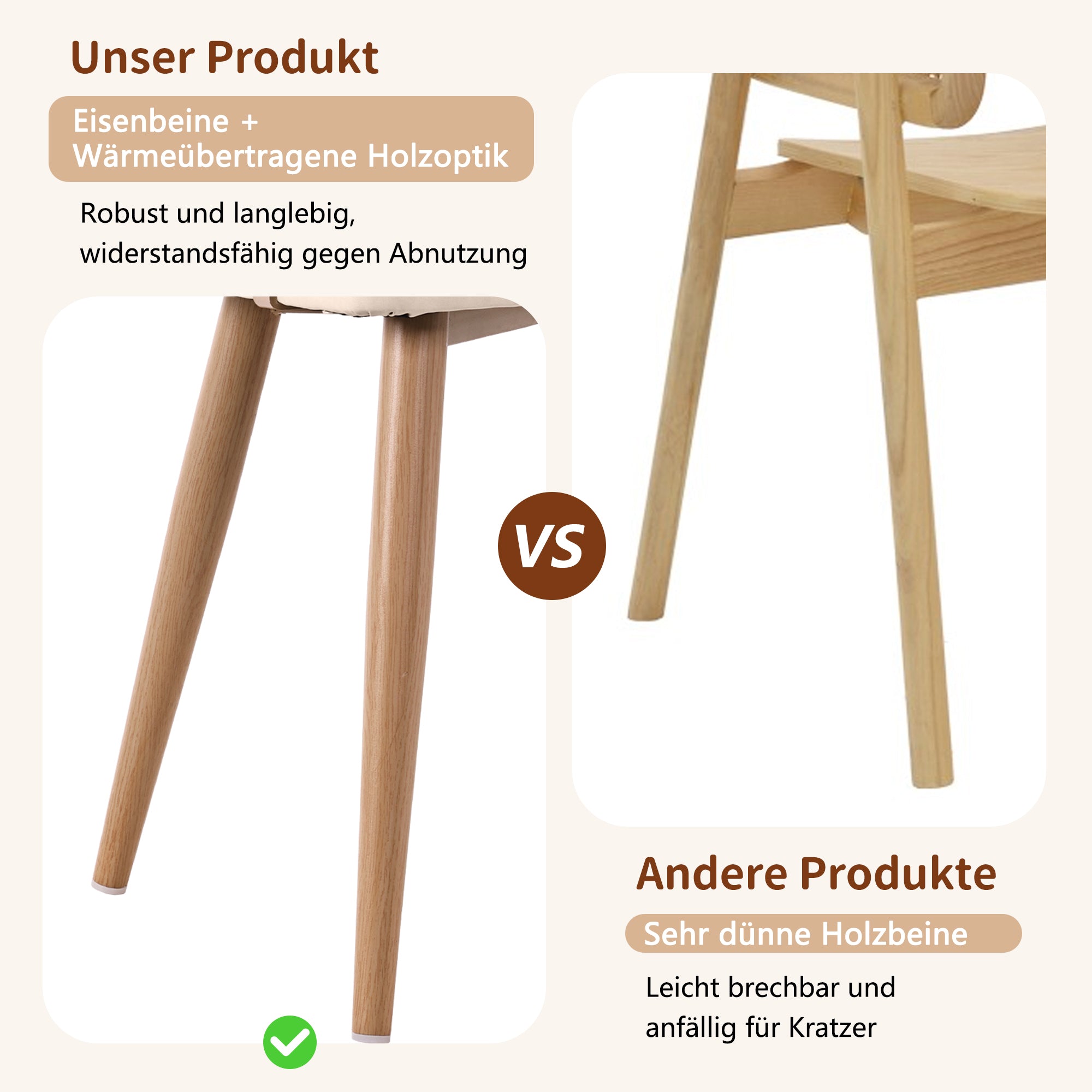 Dining Chairs, Rattan Backrest, PU Leather Seat, 2 Pack