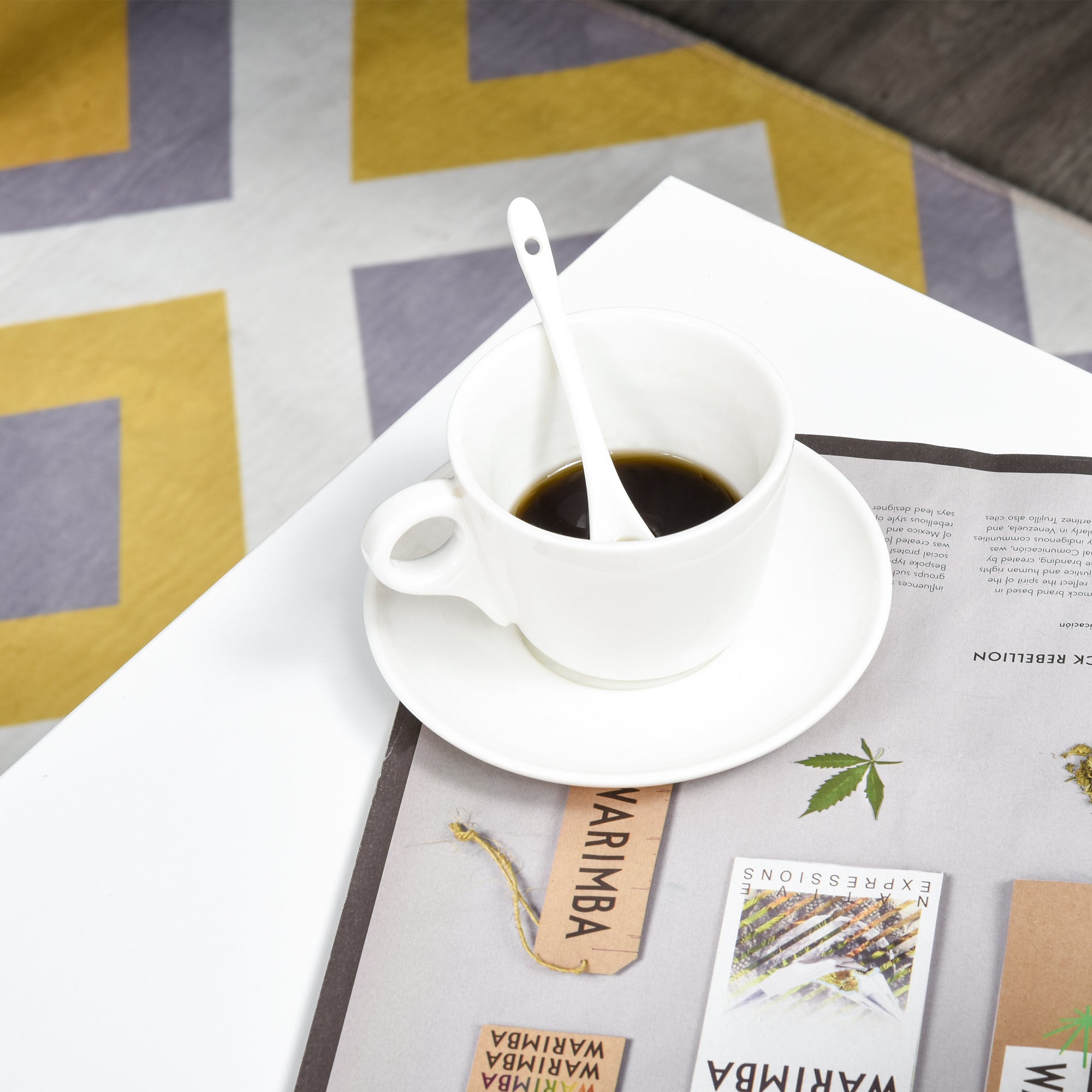 Modern Minimalism Coffee Table, Storage Shelf & Drawer, White