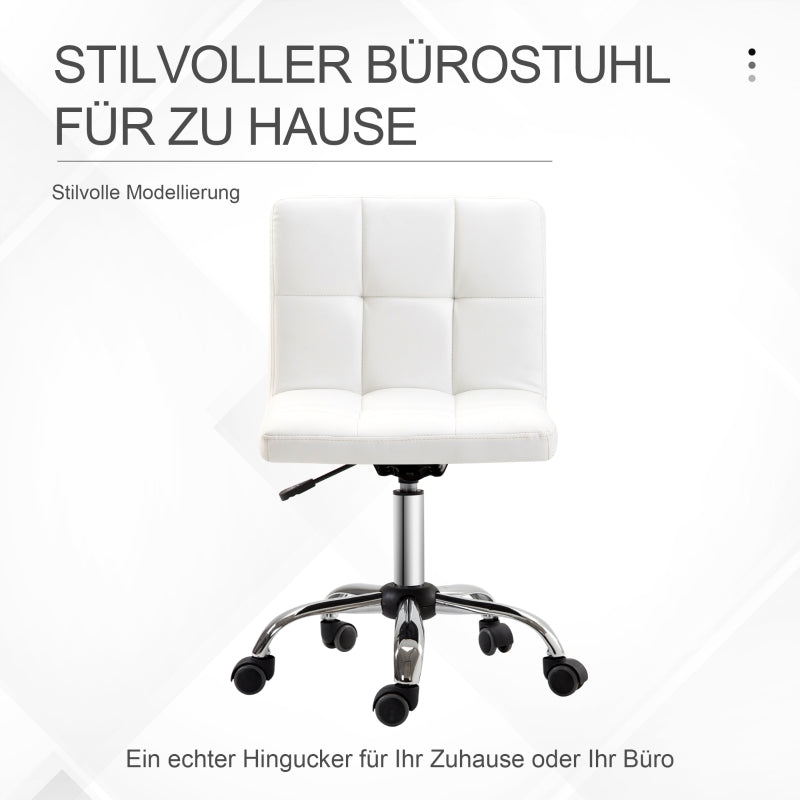 Office Chair, Ergonomic Height-Adjustable Swivel Chair, Faux Leather, White