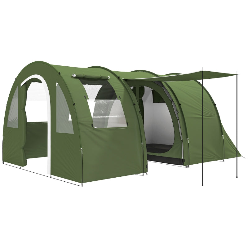 5-6 Man Camping Tent, 2 Room with Floor and Carry Bag, Green