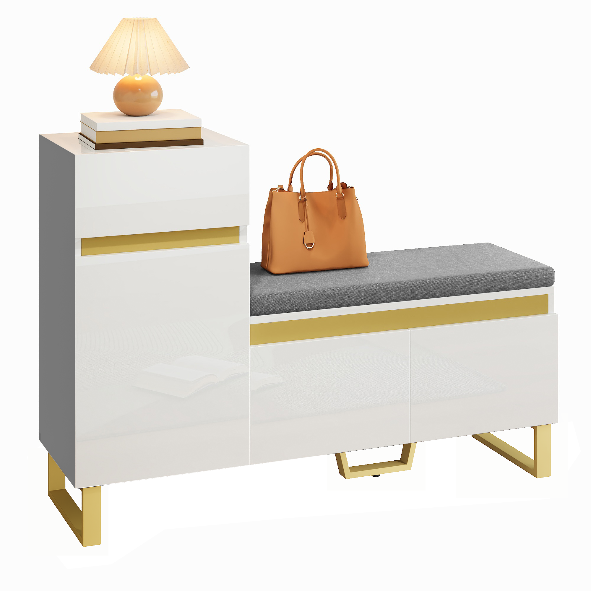 Shoe Cabinet Large Capacity Multi-Tier Storage with Drawers and Doors White MDF