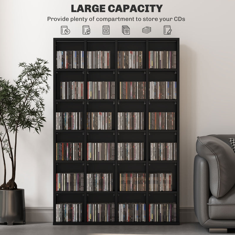 CD Storage Unit Adjustable Shelves 89 x 130.5 cm Black