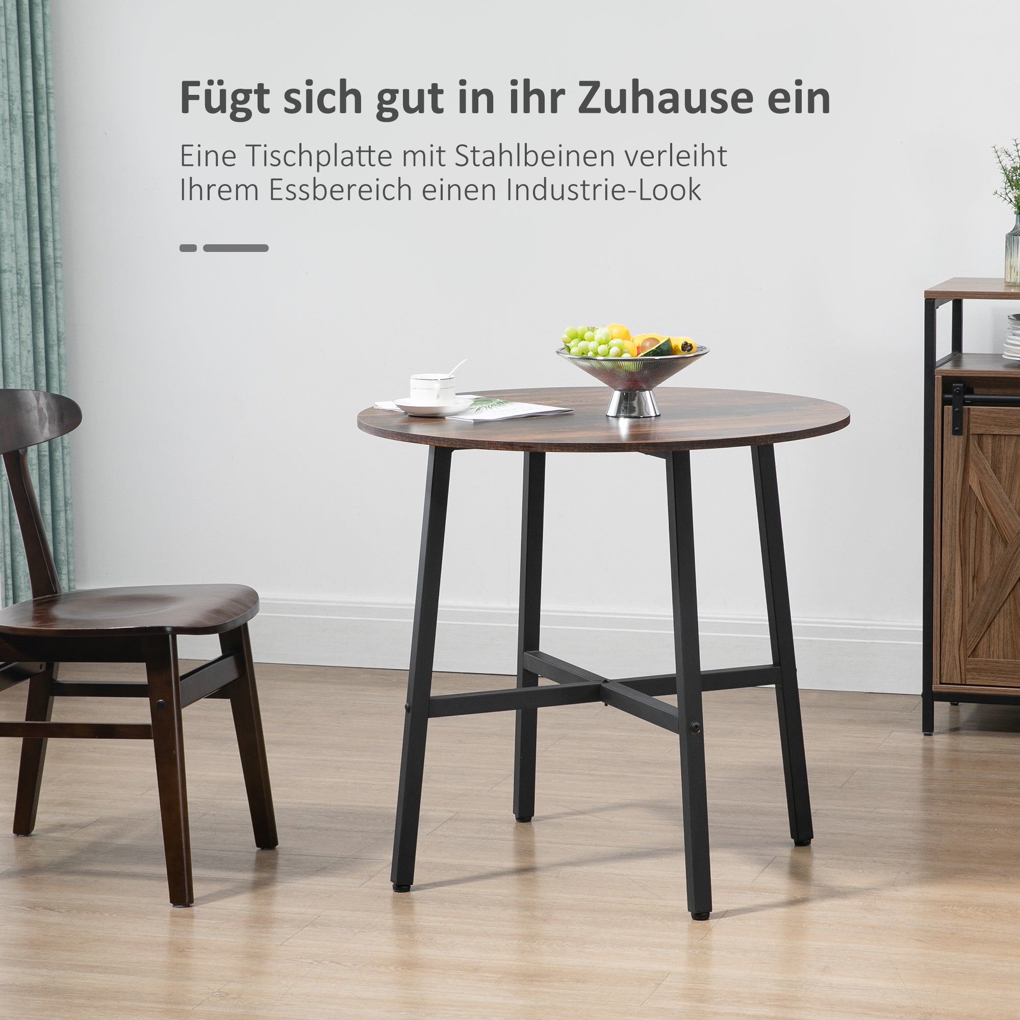 Dining Table for 4 People, 80 x 80 x 76 cm, Steel Brown