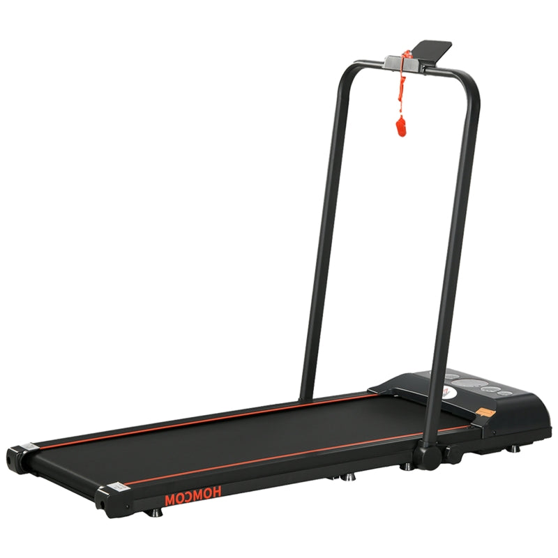 Foldable Walking Treadmill with LED Display and Wheels, Red
