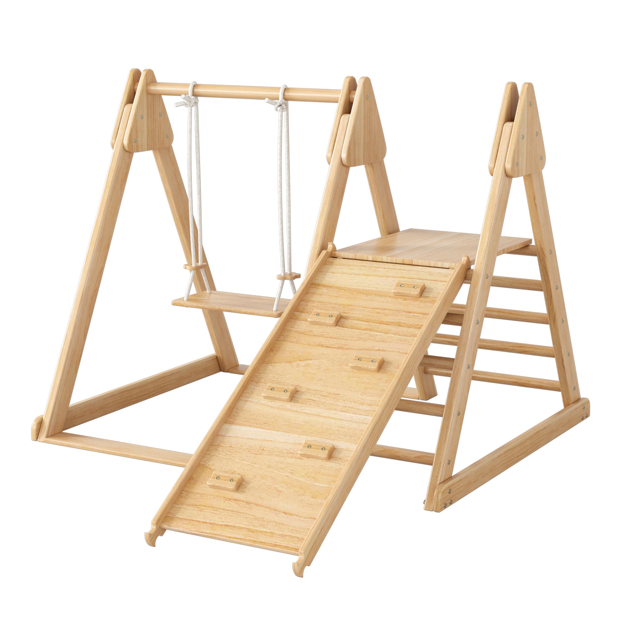Children's Slide and Swing, 3-in-1 Wooden Toy